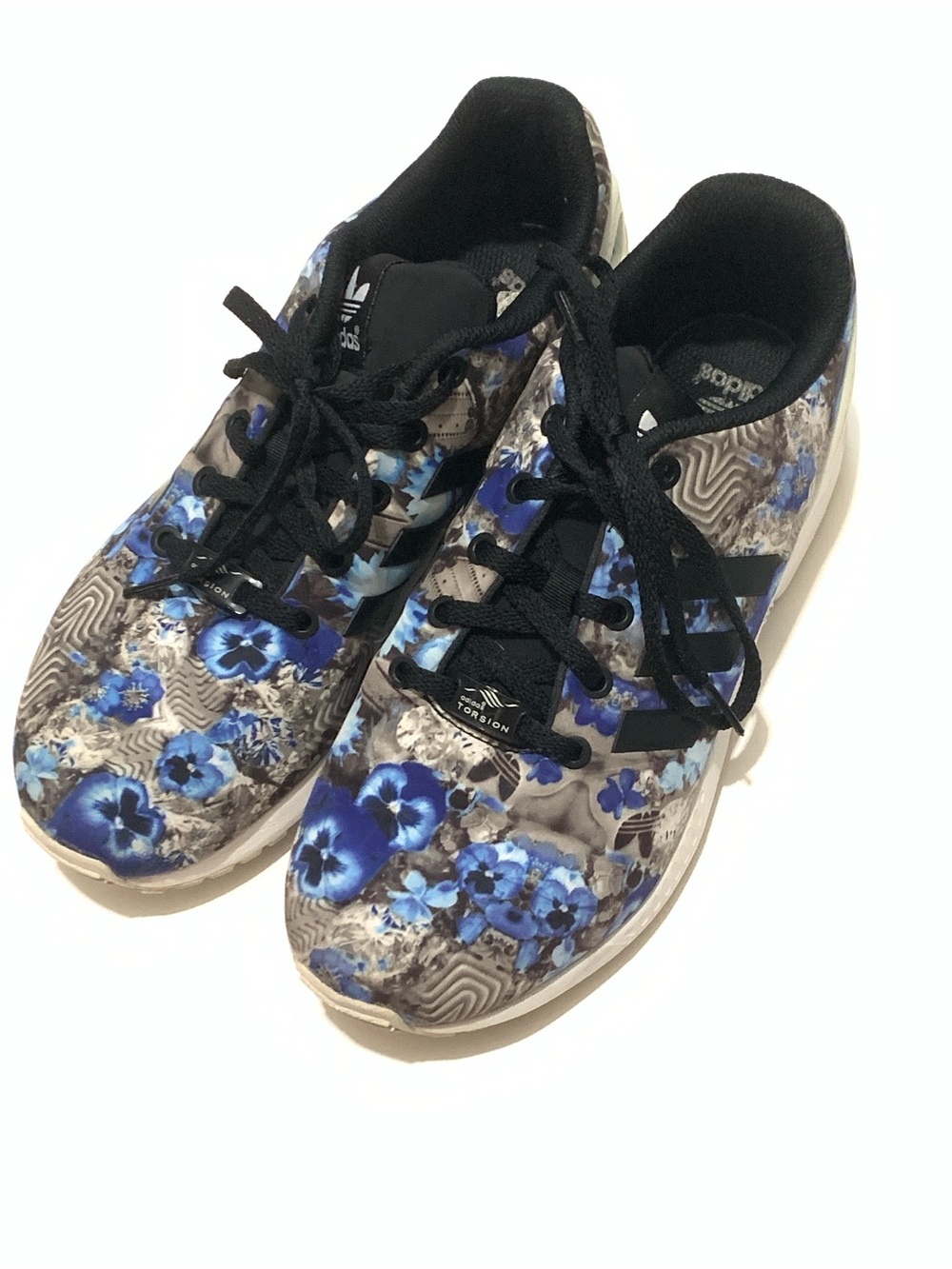 adidas Women's Blue Black Floral Sneakers